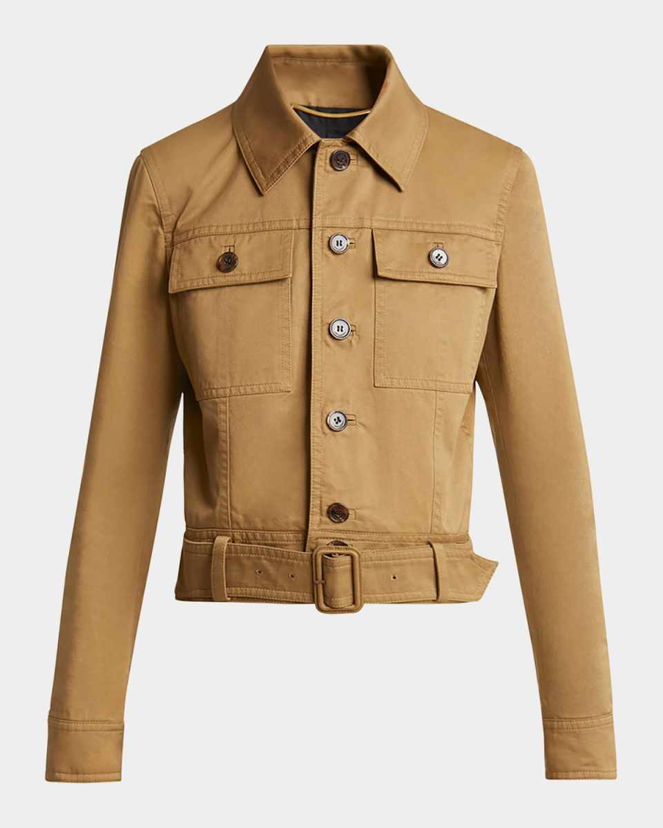 Collared Button Down Belted Jacket